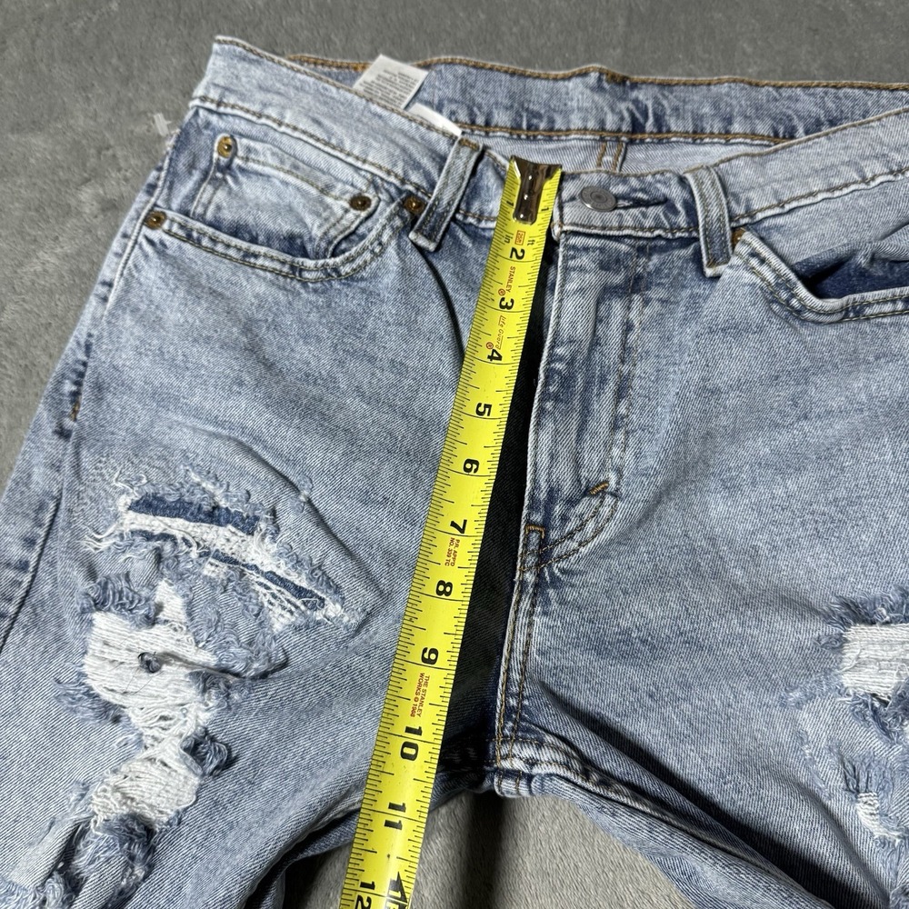 Levis 511 Jeans Men 32x30 Blue Slim Fit Pants Light Wash Denim Distress Hipster - Picture 9 of 11
